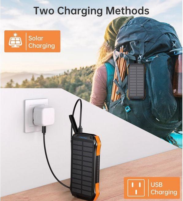 Immagine prodotto Choetech Batteria esterna con ricarica solare, 10000 mAh, 2xUSB (10000 mAh, 37 Wh)