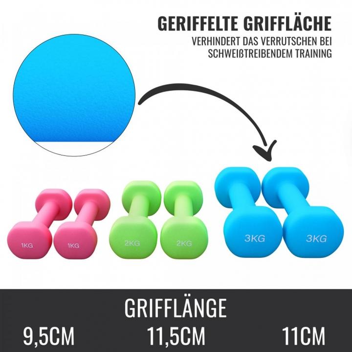 Produktbild Gorilla Sports Hantelkoffer (2 x 2 kg, 2 x 3 kg, 2 x 1 kg)