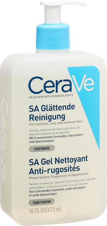 Produktbild CeraVe SA Glättende Reinigung: mildes Reinigungsgel für Gesicht und Körper bei trockener Haut (Gel, 473 ml)