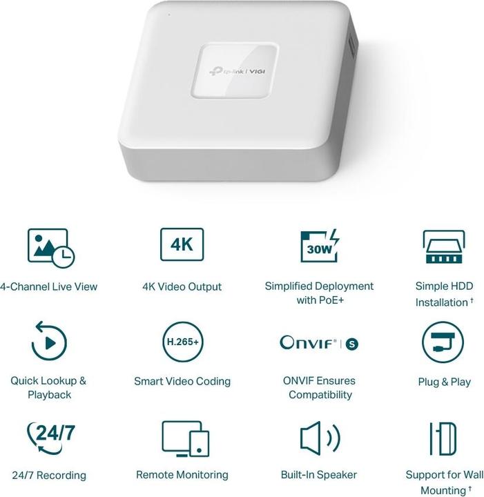 Actual product image TP-Link NET VIDEO RECORDER 4CH/VIGI NVR1104H-4P (Network Video Recorder (NVR))