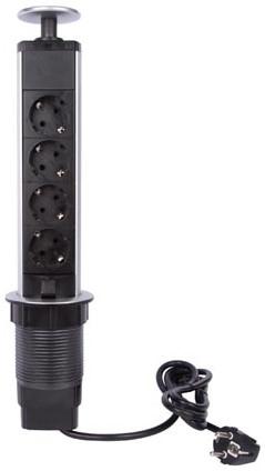 Actual product image Perel 4-Fold Socket Tower - Retractable - Protective Contact (German System) (4 x, 1.40 m)
