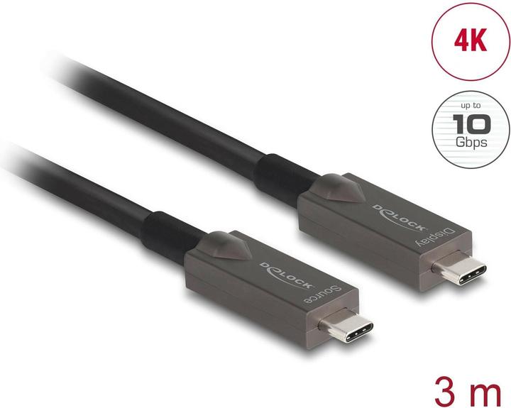 Produktbild Delock Aktives Optisches USB-C™ Video + Daten + PD Kabel 3 m (3 m, USB 3.2 Gen 2)