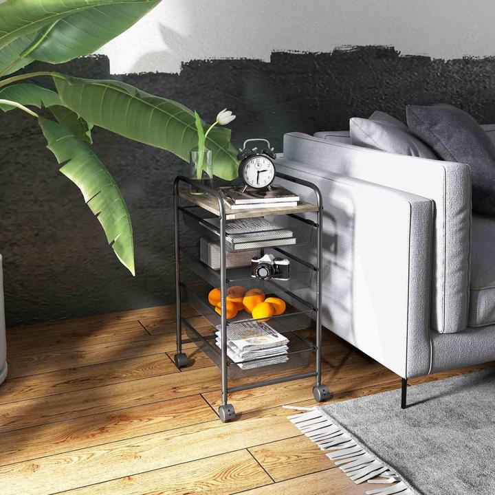 Actual product image Homcom Trolley with 4 baskets and one shelf