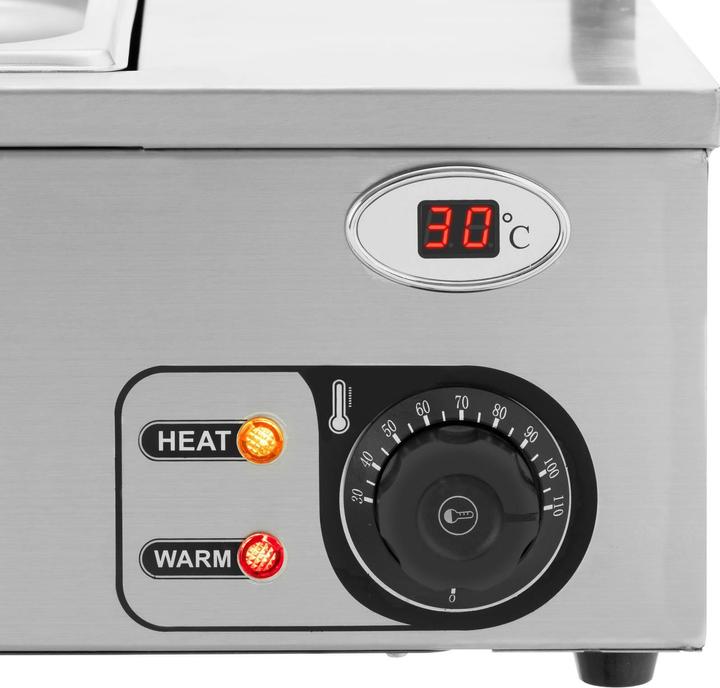 Produktbild Royal Catering Bain Marie Speisenwärmer Edelstahl 6 GN-Behälter 21 L 30 - 110 °C 2100 W
