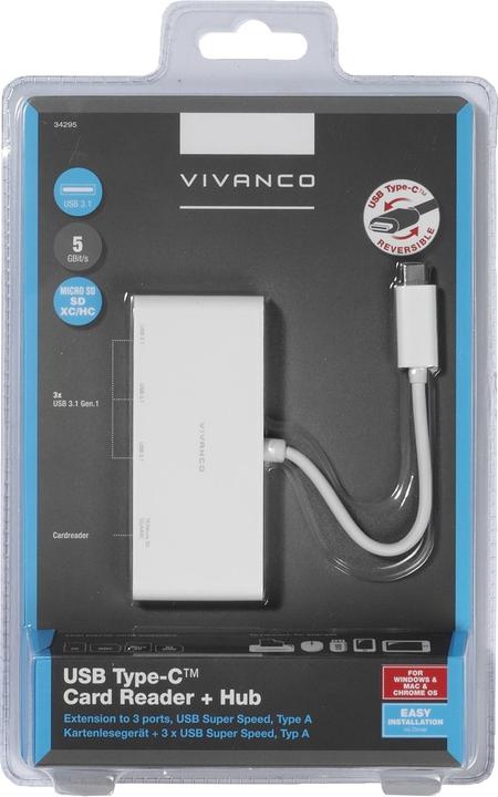 Produktbild Vivanco 34295 card reader USB 3.2 Gen 1 (3.1 Gen 1) Type-C White