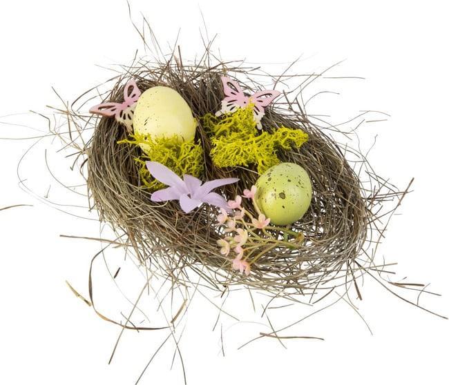 MICA Living Streudeko Eier und Blumen grün/gelb/rosa - ca. 10 x 4 x 22 cm (10 x 4 x 22 cm)