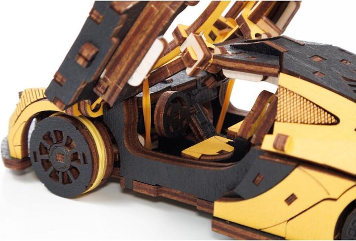 Image du produit Eco Wood Art Kit de maquette 3D en bois - Voiture de course - Jaune (237 pièces)
