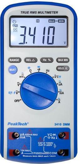 Produktbild Peaktech Digital-Multimeter TRMS AC 6000 Stellen 700 VAC 1000 VDC 10 ADC ( 3410) (CAT IV 600V, CAT III 1000V)