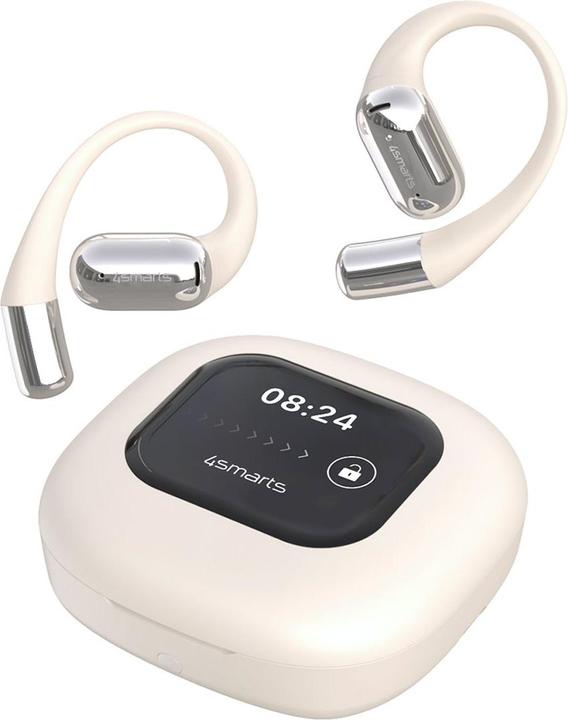 4smarts Open-Ear Bluetooth Kopfhörer SkyBuds AI Screen, Beige (Geen ruisonderdrukking, 4 h, Draadloze)