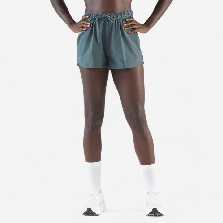 Kiprun Laufshorts Trailrunning Damen atmungsaktiv - Run 500 Dry dunkelgrün
