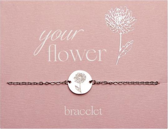 Actual product image HCA Armband - "Your Flower" - Edelstahl - Chrysantheme (Stainless steel)