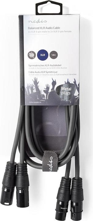 Produktbild Nedis Audiokabel XLR kompensiert 2X XLR 3-Pin Mach (1.50 m, XLR)