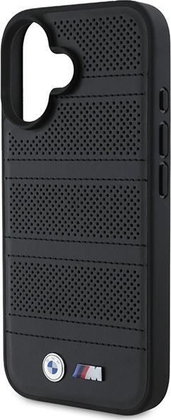 Actual product image BMW BMHMP16S23PUSPK iPhone 16 6.1" czarny/black hardcase M Perforated And Stitched Line MagSafe (Apple iPhone 16)