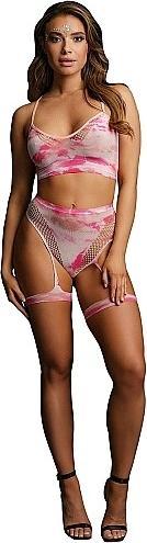 Productafbeelding Le Désir 2PC Tie Dye BH Set met kousenband & oogverblindend Oogcontact Bl (Eén maat voor iedereen)