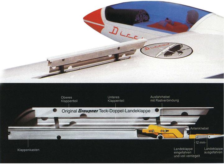 Produktbild Modellbau Lindinger landeklappen 37cm/16mm alu natur einfach verriegelnd