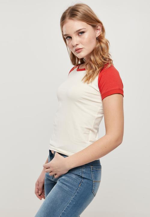 Immagine prodotto Urban Classics Maglietta da baseball da donna biologica elasticizzata corta e retrò (L)