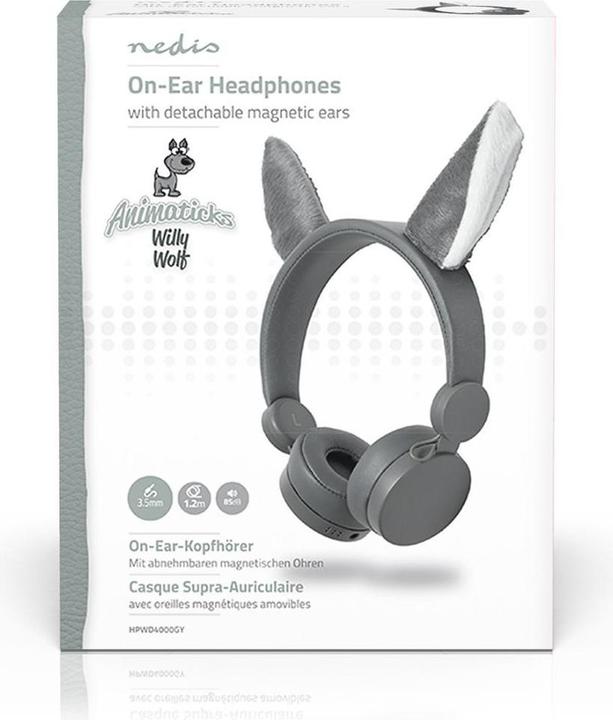 Immagine prodotto Nedis Cuffie on-ear con cavo Cuffie on-ear con cavo da 3,5 mm Lunghezza cavo: 1,20 m 85 dB Grigio Grigio (Cablato)