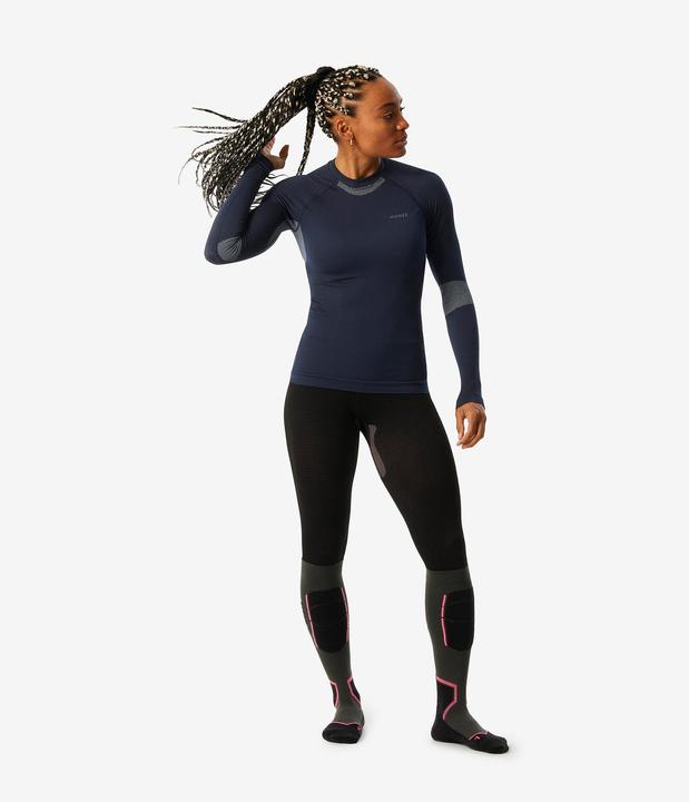 Produktbild Wedze Skiunterwäsche Funktionsshirt Damen weich nahtlos - BL500 dunkelblau/blau (XS)