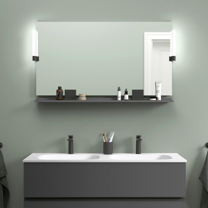 Actual product image Duravit Sivida mirror, diamond black matt, 1250x36x650mm, top light, sensor switch, mains connection