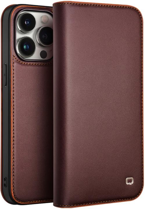 Produktbild QiAlino Hülle Flip Matt dunkelbraun (Apple iPhone 15 Pro)