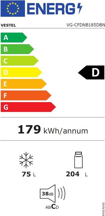 Energie-Label Vestel VG-CFDNB185DBN (279 l)