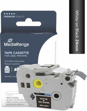 Actual product image MediaRange Tape cassette white on black 8m x 24mm (2.40 cm, Black)