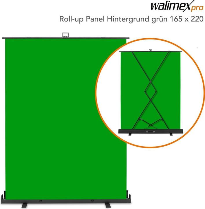 Image du produit Walimex pro Panneau enroulable Fond vert 165x220 (176.50 cm, 226 cm)