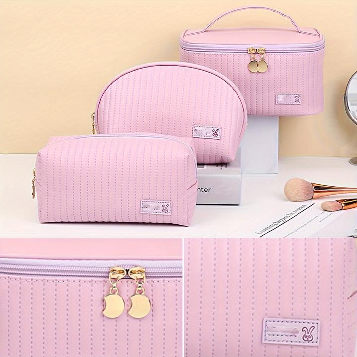 Produktbild Only-Bags.Store 3pcs/set Kosmetiktasche, tragbare grosse Öffnung quadratische Kosmetiktasche / Shell Design