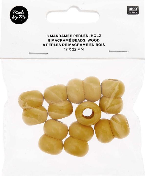 Actual product image Rico Design Wooden beads macramé yellow, 8 pieces