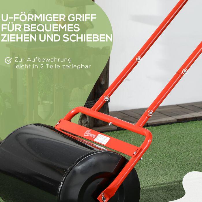 Image du produit Swisshandel24 Rasenwalze 50cm Breite, Gartenwalze befüllbar mit 38L Wasser/ 62 kg Sand, Rot