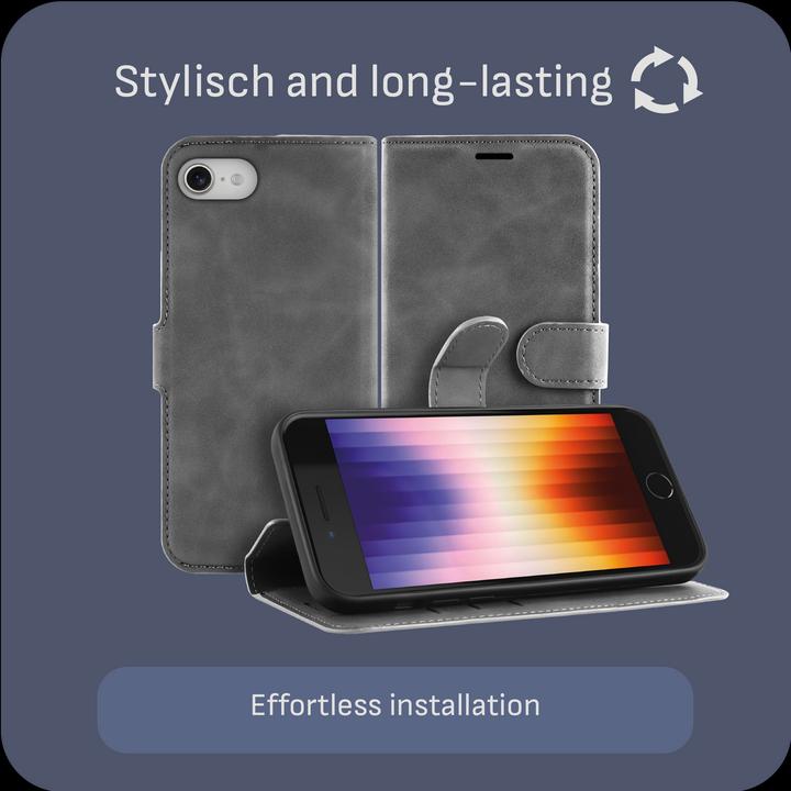 Produktbild Cazy Premium-Geldbörsen-Etui für iPhone SE 2022, Magnetisches Geldbörsen-Etui, Kartenfächer, Ständer - (Apple iPhone SE (3rd Gen))