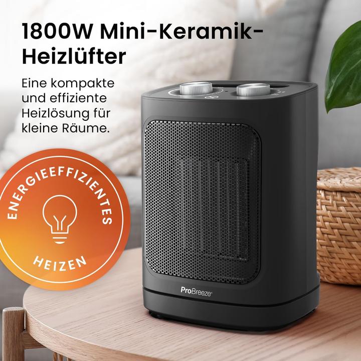 Image du produit Breeze Mini radiateur soufflant céramique 1800W noir (1800 W)