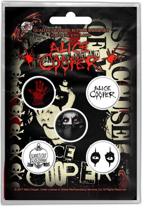 Produktbild Alice Cooper Augen Abzeichen 5erPack Metall Kunststoff