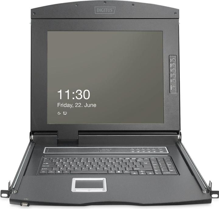 Produktbild Digitus 19" HD LCD KVM Konsole, 8-Port Cat 5, US Tastatur
