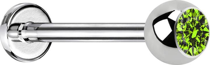 Image du produit Star Piercing Micro Labret silber mit Kugel und Kristall hellgrün (sans laiton, Acier chirurgical 316L)