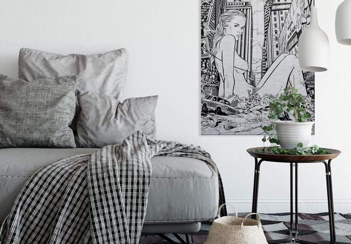 Actual product image Trenddeko Alu Dibond Silver Effect - Drawstore - Disaster Pin Up Plants (75 x 120 cm)