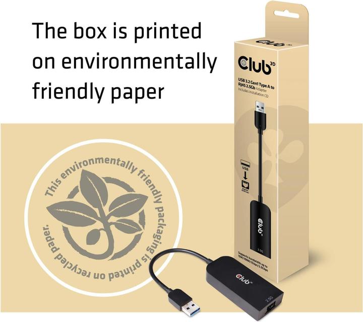Image du produit Club 3D USB 3.2 Gen1 Type A sur RJ45 (USB-C 3.2 Gen 1, RJ45 (1x))