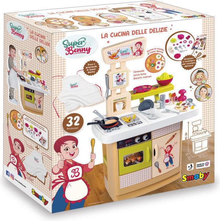 Actual product image Smoby Super Benny Kitchen of Delights with 32 accessories. Including Super Benny&#39s apron, a recipe book