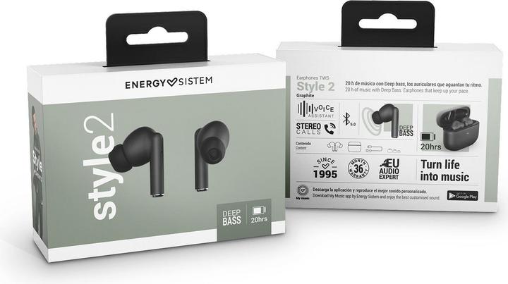 Produktbild Energy Sistem Style 2 Kopfhörer True Wireless Stereo (TWS) im Ohr Calls/Music Bluetooth Schwarz (ANC, 5 h, Kabellos)