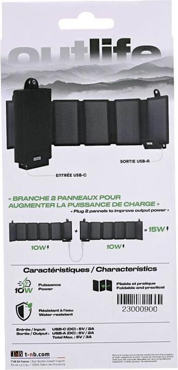Actual product image T'nB TNB OLSP15 10 Watt foldable solar panel