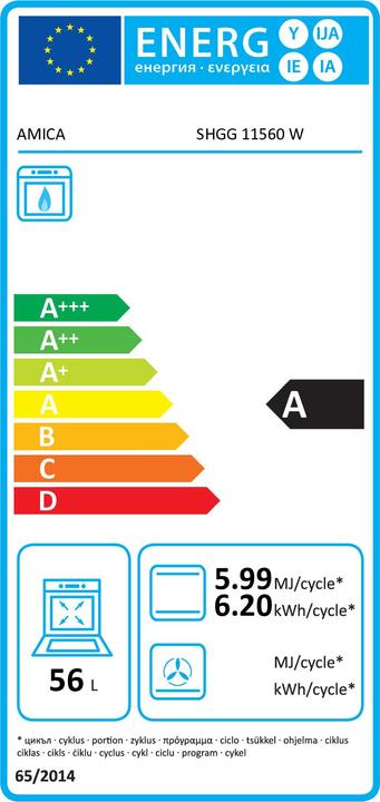 Energie-Label Amica Amic Standherd SHGG 11560 W wh