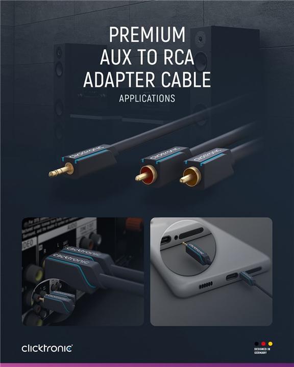 Image du produit Goobay Câble adaptateur MP3 (1 m, Jack 3,5 mm (AUX), RCA)