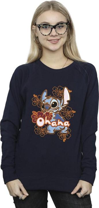 Actual product image Disney Womens/Ladies Lilo And Stitch Ohana Orange Hibiscus Sweatshirt (XL)