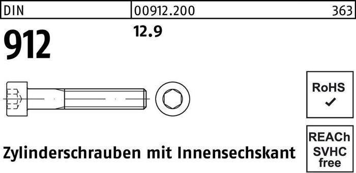 Produktbild Zylinderschraube DIN 912 m.Innensechskant M 6 x 220 12.9 (100 Schrauben pro Stück)