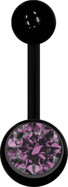 Produktbild Star Piercing Banane schwarz mit Kugel und Kugel Kristall hellviolett (Acryl, ohne Messing)