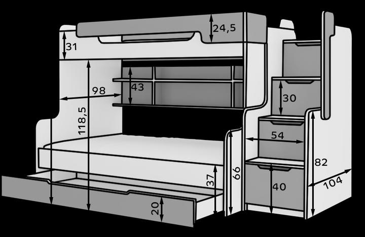 Actual product image ADRK Furniture Harrel Bunk Bed with Stairs