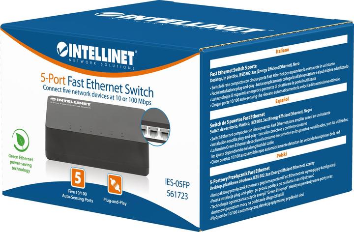 Actual product image Intellinet 5-Port Fast Ethernet Switch (5 Ports)