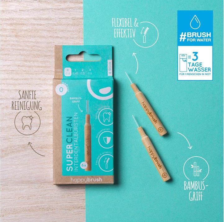 Actual product image happybrush Interdental brushes SuperClean ISO 0 0.4 mm Brown 6 pieces (6 x)