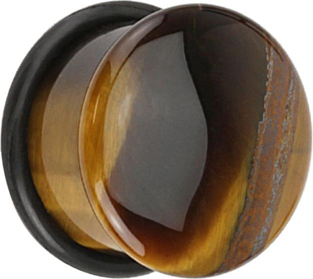 Produktbild Star Piercing Flared Plug aus Tigerauge Stein mit O-Ring (ohne Messing, Mineralisch)