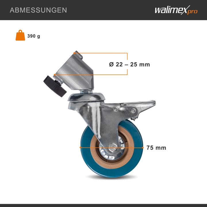 Immagine prodotto Walimex pro pro 23094 Ruote per treppiede Pro 7525 Set di 3 75mm (Piedi per treppiede)